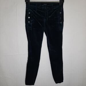 J Brand Zion Mid Rise Skinny Jeans 25 Green Velvet Stretch Soft Pants USA Made